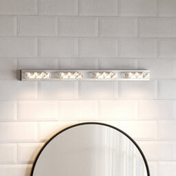 Living And Home 12W Chrome 4 Crystal Effect Light Bathroom Vanity Mirror Wall Light 4000K - thumbnail 1