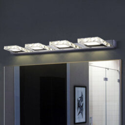 Living And Home 12W Chrome 4 Crystal Effect Light Bathroom Vanity Mirror Wall Light 4000K - thumbnail 3