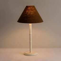 Wyld Haus Long Island Bamboo Table Lamp   White Base & Ochre Linen Shade - thumbnail 5