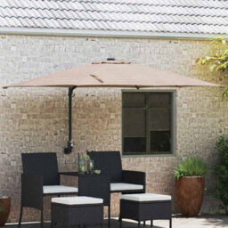 Berkfield Modern Wall-Mounted Garden Parasol Taupe 247 Cm - thumbnail 2