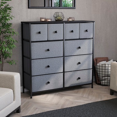 Lassic Vida Designs Chorley 10 Drawer Fabric Ukfr Chest Of Drawers, Grey & Black - image 1