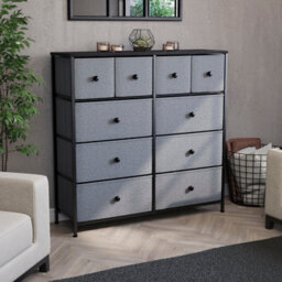 Lassic Vida Designs Chorley 10 Drawer Fabric Ukfr Chest Of Drawers, Grey & Black