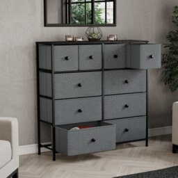 Lassic Vida Designs Chorley 10 Drawer Fabric Ukfr Chest Of Drawers, Grey & Black - thumbnail 2