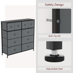 Lassic Vida Designs Chorley 10 Drawer Fabric Ukfr Chest Of Drawers, Grey & Black - thumbnail 8
