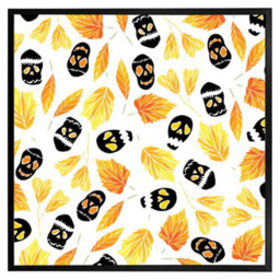 "Andrew Lee Autumn Leaves & Halloween Skulls (Picutre Frame) / 20X20"" / Grey" - thumbnail 7