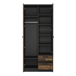 Wyld Haus Whimwick Walnut And Dark Matera Grey 2 Door Wardrobe With 2 Drawers - thumbnail 3
