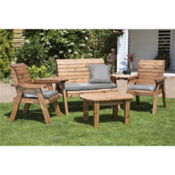 Marlborough Wooden 4 Seater Multi Set With 1 X Bench Cushion Grey, 2 X Chair Cushion Grey & 1 X Scatter Cushion Grey - thumbnail 1