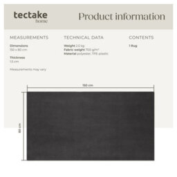 Tectake Rug Zonelle Short Pile And Ultra-Soft Carpet In Rectangular Or Round Design 80 X 150 Cm - Anthracite - thumbnail 6