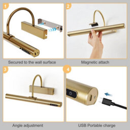 Harper Living Picture Light For Wall Antique Brass, Magnetic Battery-Operated Wall Lights - thumbnail 7
