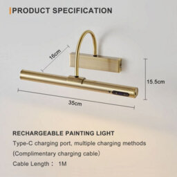 Harper Living Picture Light For Wall Antique Brass, Magnetic Battery-Operated Wall Lights - thumbnail 8