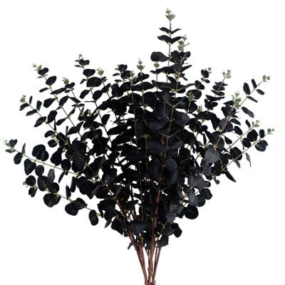 Leaf Pack Of 6 X 80Cm Black Eucalyptus Foliage Stem - image 1