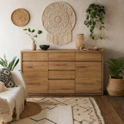 Wyld Haus Athens Natural Oak Effect Wide 6-Drawer Chest With 2 Doors - thumbnail 2