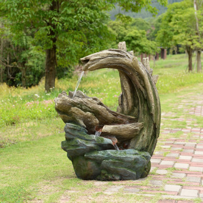 Teamson Home 82Cm Forest Stream Style Outdoor Garden Fountain Led Lighting, Grey - image 1