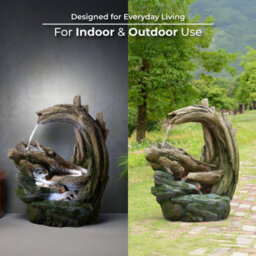Teamson Home 82Cm Forest Stream Style Outdoor Garden Fountain Led Lighting, Grey - thumbnail 7