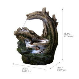 Teamson Home 82Cm Forest Stream Style Outdoor Garden Fountain Led Lighting, Grey - thumbnail 8