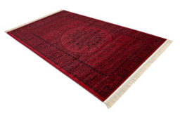 RugsX Orient 6039 Carpet Burgundy Black Frame, Rosette, Oriental, With Fringes 100X200 Cm - thumbnail 1