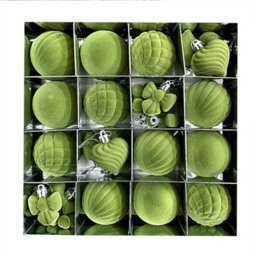 Amorly 32Pcs Velvet Christmas Tree Ornaments Set,green Flocked Hanging Christmas Balls Ornaments For Xmas Tree Holiday Home Party Decor - thumbnail 4
