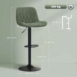Bar Stools Set Of 2, Modern Armless Bar Chairs, Green - thumbnail 2