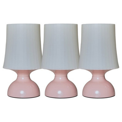 Valuelights Colmar 3 Pack Wireless Outdoor Battery Operated Led Pink Touch Table Lamps With Shades - image 1