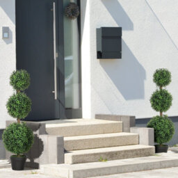 Homcom Set Of 2 Decorative Artificial Plants Boxwood Trees In Pot, Green - thumbnail 1