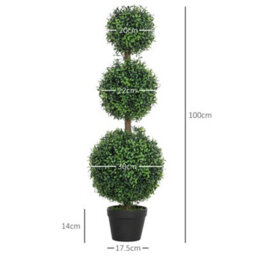 Homcom Set Of 2 Decorative Artificial Plants Boxwood Trees In Pot, Green - thumbnail 3