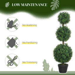 Homcom Set Of 2 Decorative Artificial Plants Boxwood Trees In Pot, Green - thumbnail 6