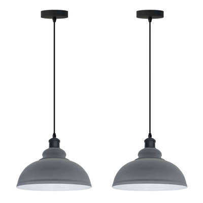 Ledsone 2 Pack Grey Metal Industrial Pendant Light 29Cm For Indoor Without Bulb - image 1