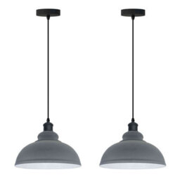 Ledsone 2 Pack Grey Metal Industrial Pendant Light 29Cm For Indoor Without Bulb - thumbnail 1