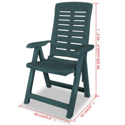 Berkfield Reclining Garden Chairs 2 Pcs Plastic Green - thumbnail 8