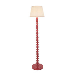Luminosa Lighting Luminosa Higgledy Gloss Pink Clay Paint Floor Lamp With Vintage White Fabric Ivy Shade 35Cm E27