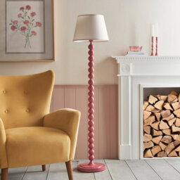 Luminosa Lighting Luminosa Higgledy Gloss Pink Clay Paint Floor Lamp With Vintage White Fabric Ivy Shade 35Cm E27 - thumbnail 3