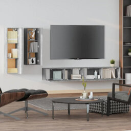 Berkfield 4 Piece Tv Cabinet Set Grey Sonoma Engineered Wood - thumbnail 3