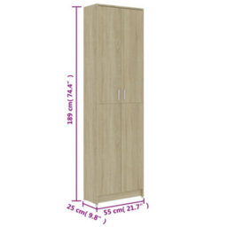 Vidaxl Hallway Wardrobe Sonoma Oak 55X25X189 Cm Engineered Wood Hallway Wardrobes - thumbnail 3