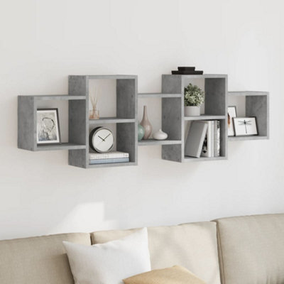 Berkfield Wall Shelf Concrete Grey 129X18X42 Cm Engineered Wood - image 1