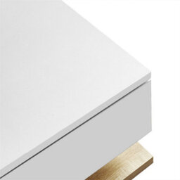 Abrihome Coffee Table In High Gloss White And Wood Color Combination, Side Tables, Coffee Tables With Glass And Led, White+Natural - thumbnail 8