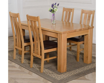 That's Furniture Dakota 152 X 87 Cm Chunky Medium Oak Dining Table And 4 Chairs Dining Set With Princeton Chairs - image 1