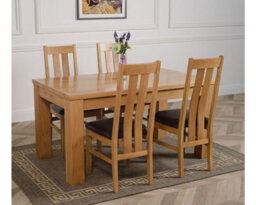 That's Furniture Dakota 152 X 87 Cm Chunky Medium Oak Dining Table And 4 Chairs Dining Set With Princeton Chairs - thumbnail 3