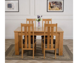 That's Furniture Dakota 152 X 87 Cm Chunky Medium Oak Dining Table And 4 Chairs Dining Set With Princeton Chairs - thumbnail 2