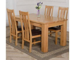 That's Furniture Dakota 152 X 87 Cm Chunky Medium Oak Dining Table And 4 Chairs Dining Set With Princeton Chairs - thumbnail 1