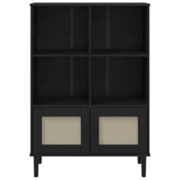 Vidaxl Bookcase Senja Rattan Look Black 90X35X130 Cm Solid Wood Pine - thumbnail 5