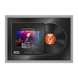 "AK Frames 25X17"" Light Grey Modern Vinyl Record Frame With Black Mount For 12 Inch Lp Cover & Disc - Overlapped Design" - thumbnail 1