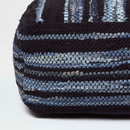 Homescapes Texas Denim Woven Striped Bean Filled Pouffe, 60 Cm - thumbnail 4