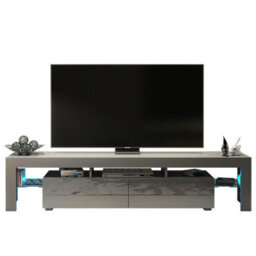 Tv Unit 200Cm Sideboard Cabinet Cupboard Tv Stand Living Room High Gloss Doors - Grey & Grey - thumbnail 7