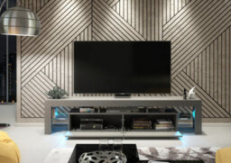 Tv Unit 200Cm Sideboard Cabinet Cupboard Tv Stand Living Room High Gloss Doors - Grey & Grey - thumbnail 6