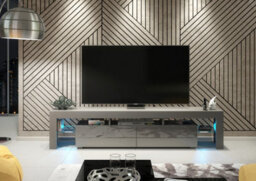 Tv Unit 200Cm Sideboard Cabinet Cupboard Tv Stand Living Room High Gloss Doors - Grey & Grey - thumbnail 5