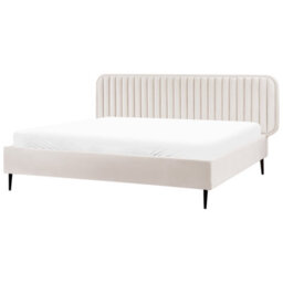 Beliani Bed Velvet Brin 180 X 200 Cm (Eu Super King) Beige - thumbnail 1