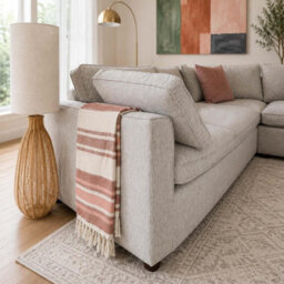 Furnishings For Less UK Seaton Grey 5 Seater Linen Weave Corner Sofa With Footstool - thumbnail 6