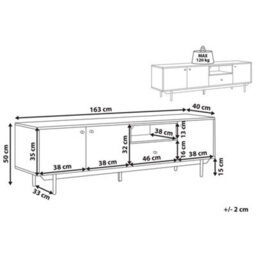 Beliani Tv Stand Engineered Wood Light Brown And White - Fits Up To 75-Inch Tvs, W163 X D40 X H50Cm - thumbnail 4