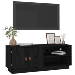 Berkfield Stylish Tv Cabinet Black 105X34X40 Cm Solid Wood Pine - thumbnail 4