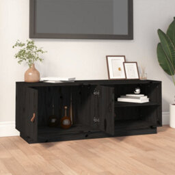 Berkfield Stylish Tv Cabinet Black 105X34X40 Cm Solid Wood Pine - thumbnail 3